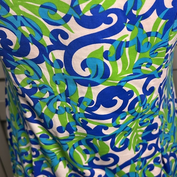 Katherine Way Leaf Scroll Print V-Neck Bell Sleeve Stretch Dress Size Small - Picture 7 of 8